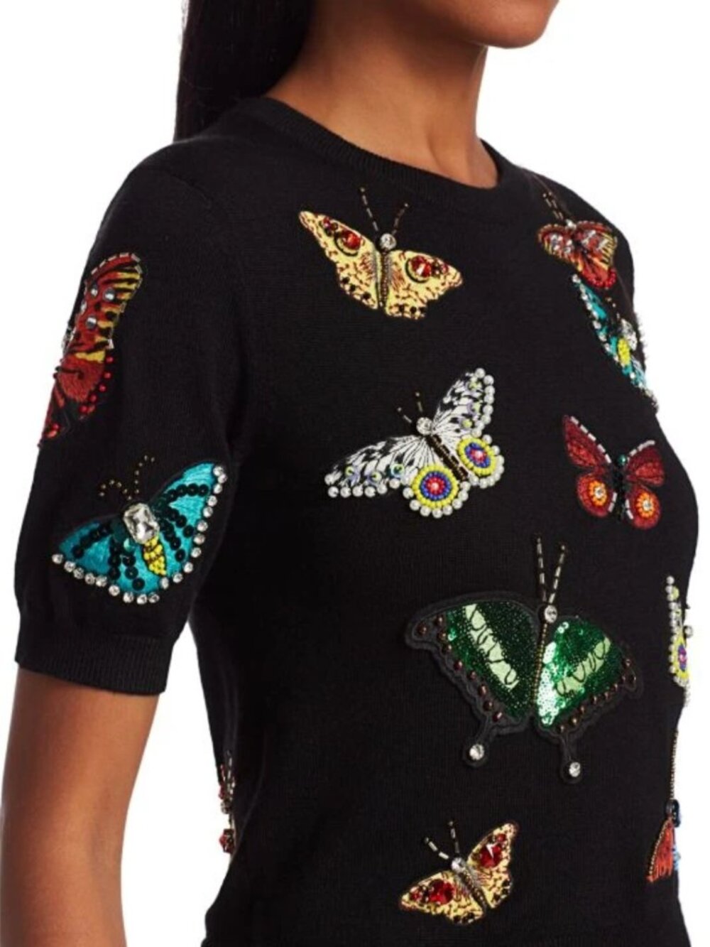 NWT Alice + Olivia Ciara Butterfly Embroidered Sweater Medium M - Picture 2 of 14